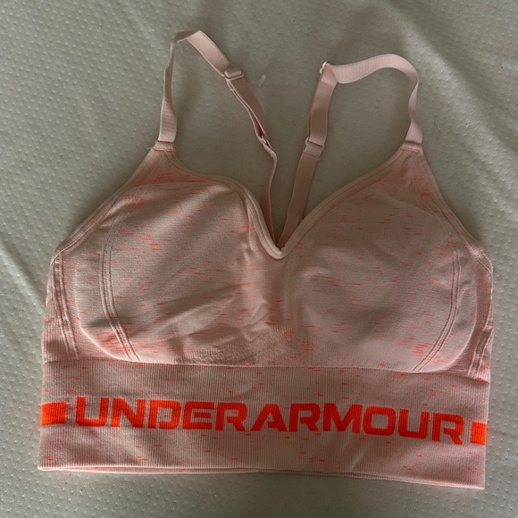 Under Armour Light Pink Sports Bra with Orange Accents - Picture 1 of 2